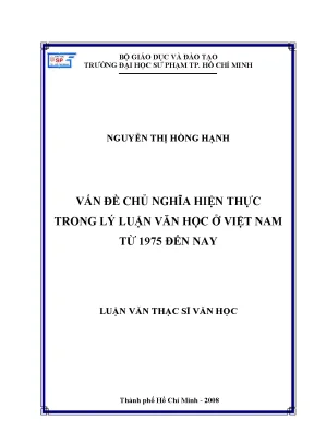 Chủ Nghĩa Hiện Thực Trong Lý Luận Văn Học Việt Nam Từ