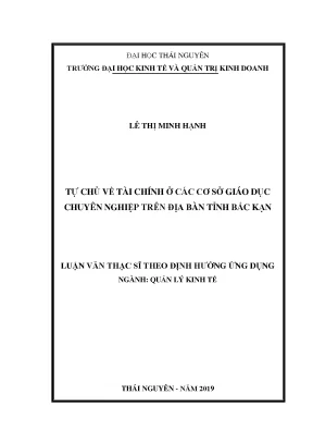 Tự Chủ Tài Chính Ở Các Cơ Sở Giáo Dục Chuyên Nghiệp Tại
