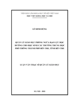 Phòng Ngừa Bạo Lực Học Đường: Quản Lý Giáo Dục Cho Học