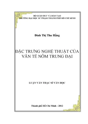 Đặc trưng nghệ thuật của văn tế Nôm trung đại trong văn