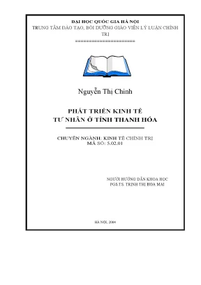 Phát Triển Kinh Tế Tư Nhân Tại Tỉnh Thanh Hóa: Thực