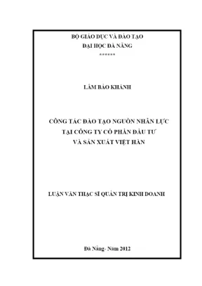 Luận văn: Đào tạo nguồn nhân lực tại Công ty Việt Hàn