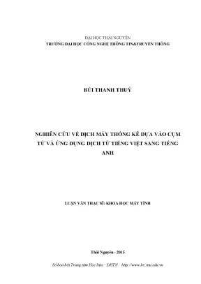 Nghiên Cứu Dịch Máy Thống Kê Từ Tiếng Việt Sang Tiếng Anh