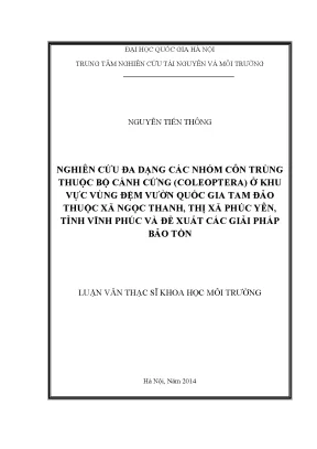 Nghiên Cứu Đa Dạng Côn Trùng Cánh Cứng Tại Vườn Quốc Gia 