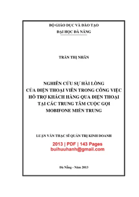 Luận văn: Sự hài lòng điện thoại viên MobiFone Miền Trung