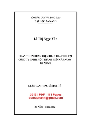 Luận văn quản trị khoản phải thu tại Cty Cấp nước Đà Nẵng