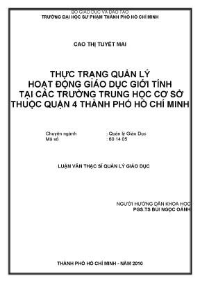 Quản Lý Hoạt Động Giáo Dục Giới Tính Tại Trường THCS