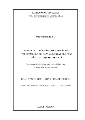 Nâng Cao Hiệu Quả Quản Lý Dịch Vụ Văn Hóa Tại Vườn Quốc 