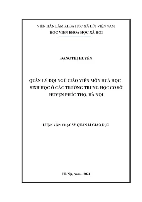 Quản Lý Đội Ngũ Giáo Viên Môn Hóa Học - Sinh Học Tại