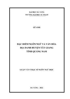 Nghiên Cứu Đặc Điểm Ngôn Ngữ và Văn Hóa Địa Danh Huyện