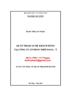 Luận văn Quản trị quan hệ khách hàng tại Thép Dana Ý