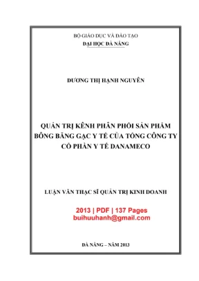 Luận văn kênh phân phối bông băng gạc y tế Danameco