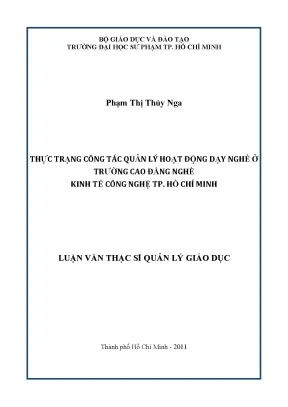 Quản Lý Hoạt Động Dạy Nghề Tại Trường Cao Đẳng Nghề Kinh