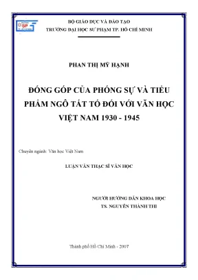 Đóng Góp Của Ngô Tất Tố Đối Với Văn Học Việt Nam 1930-1945