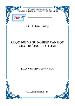 Cuộc Đời và Sự Nghiệp Văn Học của Trương Duy Toản