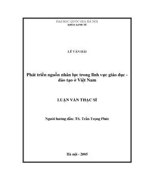 Phát Triển Nguồn Nhân Lực Trong Giáo Dục - Đào Tạo Ở