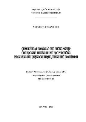 Nghiên Cứu Quản Lý Giáo Dục Hướng Nghiệp Tại Trường THPT