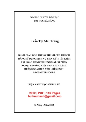 Đánh giá Lòng trung thành Khách hàng Tiền gửi tại