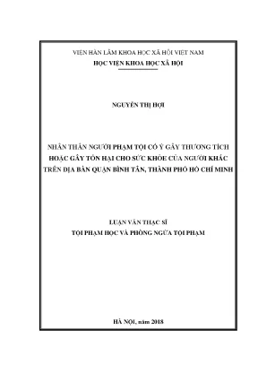 Nghiên Cứu Nhân Thân Người Phạm Tội Cố Ý Gây Thương Tích