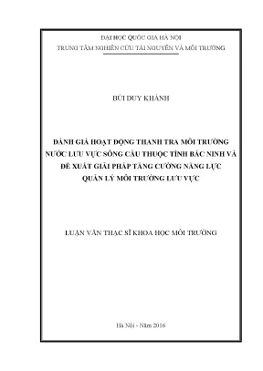 Đánh Giá Hoạt Động Thanh Tra Môi Trường Nước Lưu Vực 
