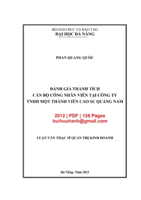Đánh giá Thành tích cán bộ nhân viên: Công ty TNHH MTV