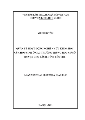 Quản Lý Hoạt Động Nghiên Cứu Khoa Học Của Học Sinh Ở