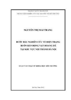 Nghiên Cứu Hiện Trạng Buôn Bán Động Vật Hoang Dã Tại Nội