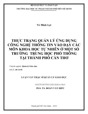 Ứng Dụng Công Nghệ Thông Tin Trong Dạy Học Khoa Học Tự 