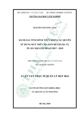 Đánh Giá Quyền Sử Dụng Đất Tại Huyện Ba Vì, Hà Nội