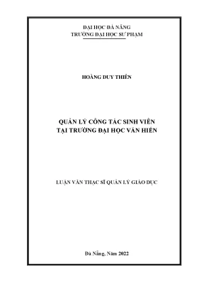 Quản Lý Công Tác Sinh Viên Tại Trường Đại Học Văn Hiến: 