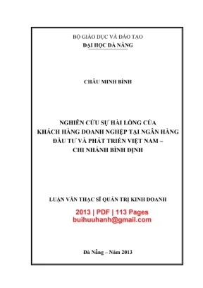 Luận văn hài lòng khách hàng doanh nghiệp tại BIDV Bình Định
