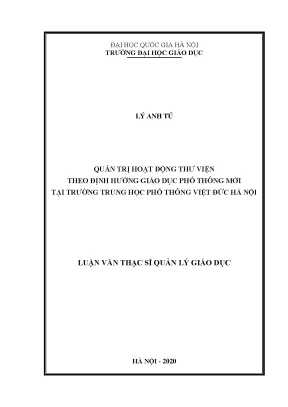 Quản Trị Hoạt Động Thư Viện Theo Định Hướng Giáo Dục Phổ