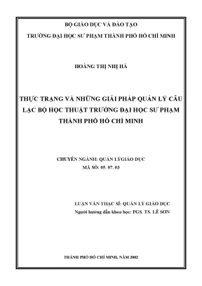 Quản Lý Câu Lạc Bộ Học Thuật Tại Trường Đại Học Sư Phạm