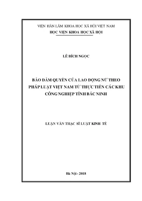Bảo Đảm Quyền Lao Động Nữ Tại Các Khu Công Nghiệp Bắc Ninh