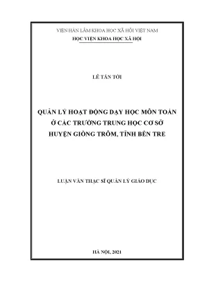 Quản Lý Hoạt Động Dạy Học Môn Toán Tại Trường Trung Học