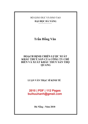 Luận văn: Chiến lược xuất khẩu thủy sản công ty Thọ Quang