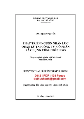 Phát triển nguồn nhân lực quản lý | Luận văn thạc sĩ QTKD