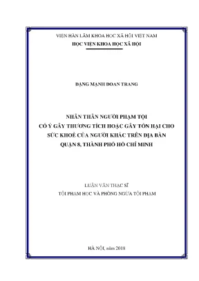 Nghiên Cứu Nhân Thân Người Phạm Tội Cố Ý Gây Thương Tích