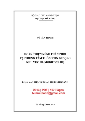 Luận văn: Hoàn thiện kênh phân phối Mobifone III (PDF)