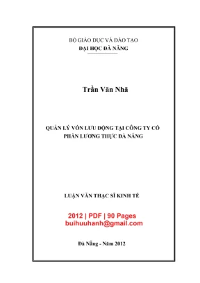 Luận văn Quản lý vốn lưu động tại Cty Lương thực Đà Nẵng