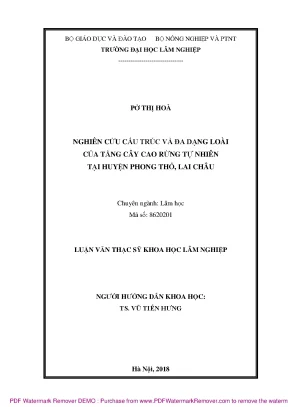 Nghiên Cứu Đa Dạng Loài và Cấu Trúc Tầng Cây Cao Rừng Tự