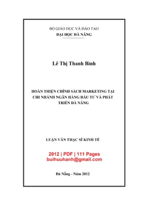 Luận văn: Hoàn thiện chính sách Marketing tại BIDV Đà Nẵng
