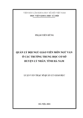 Quản Lý Đội Ngũ Giáo Viên Môn Ngữ Văn Tại Trường Trung
