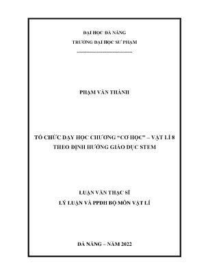 Tổ Chức Dạy Học Chương Cơ Học Vật Lý 8 Theo Định Hướng 