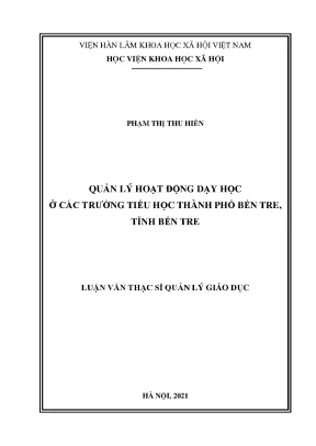 Quản Lý Hoạt Động Dạy Học Tại Trường Tiểu Học Bến Tre