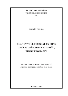 Quản Lý Thuế Thu Nhập Cá Nhân Tại Huyện Hoài Đức, Hà Nội