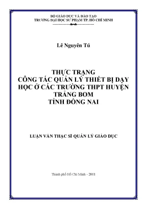 Quản Lý Thiết Bị Dạy Học Tại Trường THPT Huyện Trảng