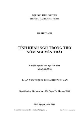 Khám Phá Tính Khẩu Ngữ Trong Thơ Nôm Nguyễn Trãi