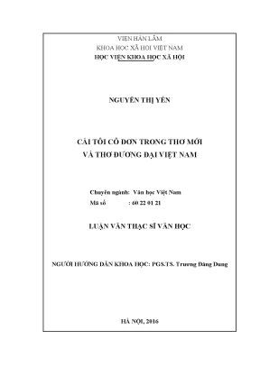 Cái Tôi Cô Đơn Trong Thơ Mới Và Thơ Đương Đại Việt Nam