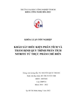 Khảo Sát Quy Trình Phân Tích Nitrite Trong Thực Phẩm Chế 
